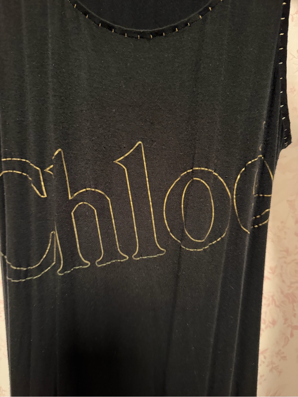 Chloe Black Tank Sleeveless Logo Dress Size 44